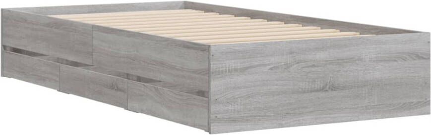 VidaXL -Bedframe-met-lades-bewerkt-hout-grijs-sonoma-eiken-90x200-cm