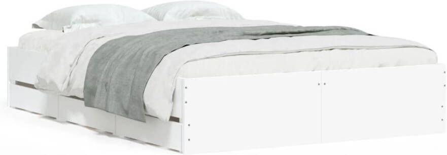 VidaXL -Bedframe-met-lades-bewerkt-hout-wit-135x190-cm