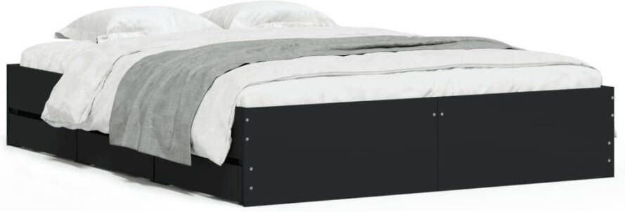 VidaXL -Bedframe-met-lades-bewerkt-hout-zwart-140x190-cm