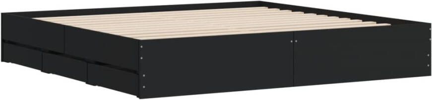 VidaXL -Bedframe-met-lades-bewerkt-hout-zwart-180x200-cm