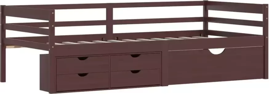 VidaXL -Bedframe-met-lades-en-kast-grenenhout-donkerbruin-90x200-cm