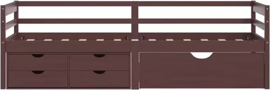 VidaXL -Bedframe-met-lades-en-kast-grenenhout-donkerbruin-90x200-cm - Foto 4