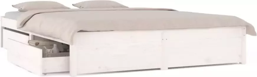 VIDAXL Bedframe met lades wit 200x200 cm