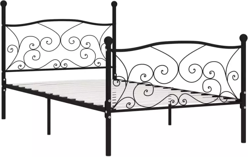 VidaXL -Bedframe-met-lattenbodem-metaal-zwart-90x200-cm - Foto 4