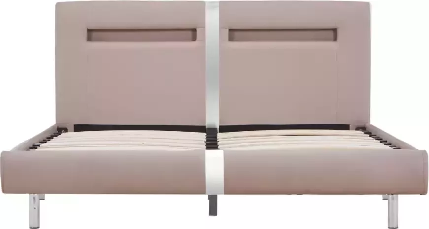 VidaXL -Bedframe-met-LED-kunstleer-cappuccino-120x200-cm - Foto 2