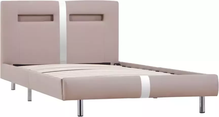 VidaXL -Bedframe-met-LED-kunstleer-cappuccino-90x200-cm - Foto 3