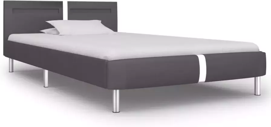 VidaXL -Bedframe-met-LED-kunstleer-grijs-90x200-cm - Foto 4