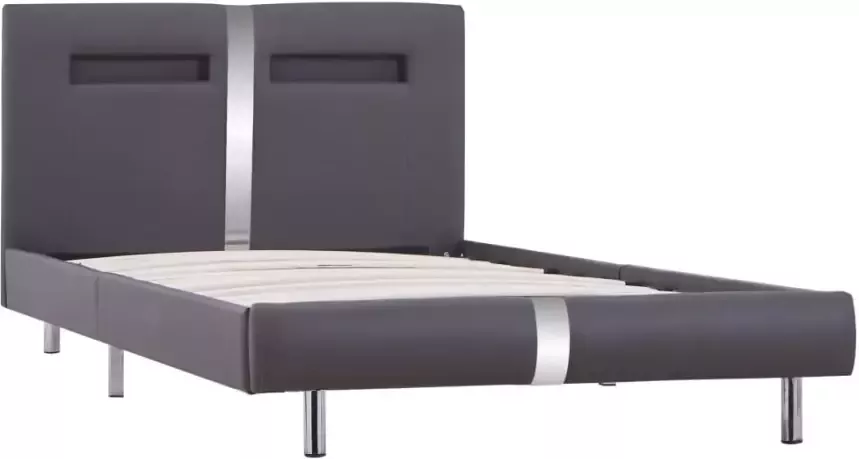 VidaXL -Bedframe-met-LED-kunstleer-grijs-90x200-cm - Foto 3