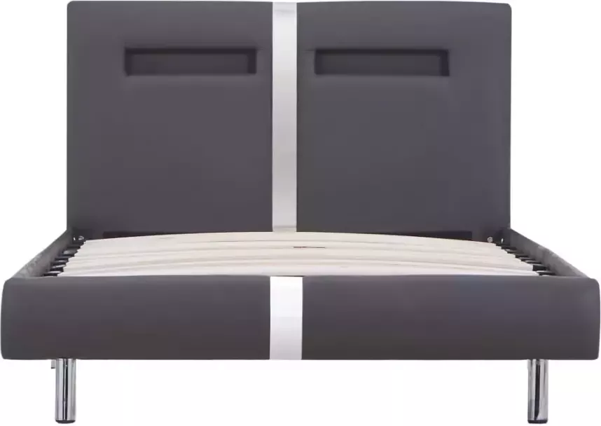 VidaXL -Bedframe-met-LED-kunstleer-grijs-90x200-cm - Foto 2