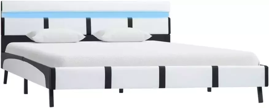 VidaXL -Bedframe-met-LED-kunstleer-wit-140x200-cm - Foto 4