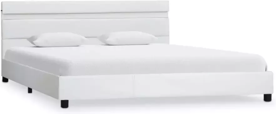 VidaXL -Bedframe-met-LED-kunstleer-wit-160x200-cm - Foto 4