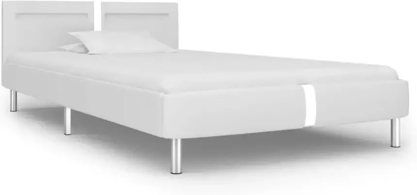 VidaXL -Bedframe-met-LED-kunstleer-wit-90x200-cm - Foto 4