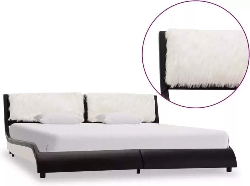 VidaXL -Bedframe-met-LED-kunstleer-zwart-en-wit-180x200-cm