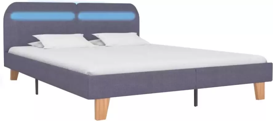 VidaXL -Bedframe-met-LED-stof-lichtgrijs-160x200-cm - Foto 5