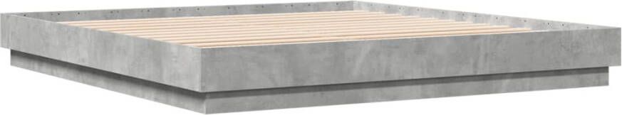 VidaXL -Bedframe-met-LED-verlichting-betongrijs-200x200-cm - Foto 3