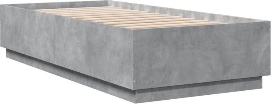 VidaXL -Bedframe-met-LED-verlichting-bewerkt-hout-betongrijs-100x200-cm - Foto 3