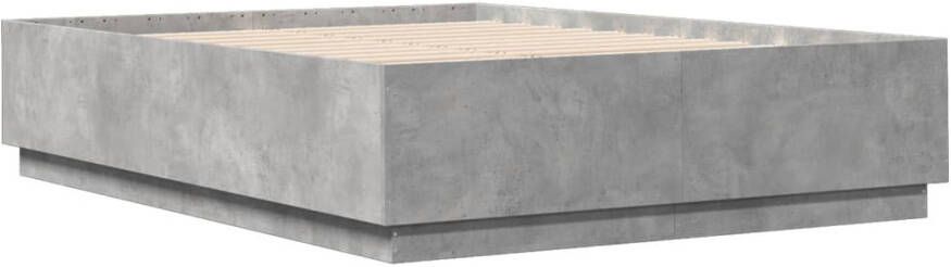 VidaXL -Bedframe-met-LED-verlichting-bewerkt-hout-betongrijs-150x200-cm - Foto 3