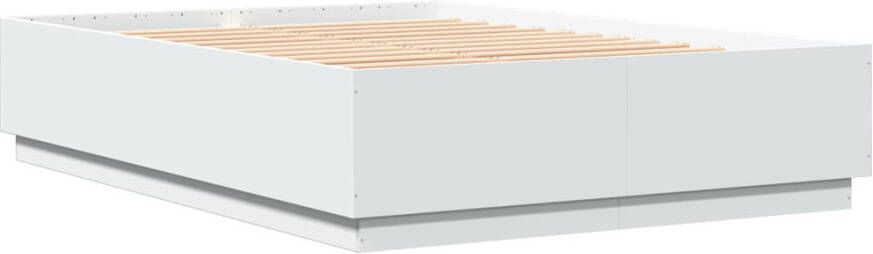 VidaXL -Bedframe-met-LED-verlichting-bewerkt-hout-wit-160x200-cm - Foto 3