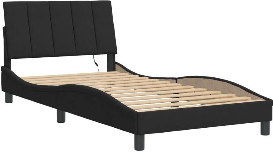 VidaXL Bedframe met LED zonder matras Hanko fluweel zwart 100x200 cm - Foto 3