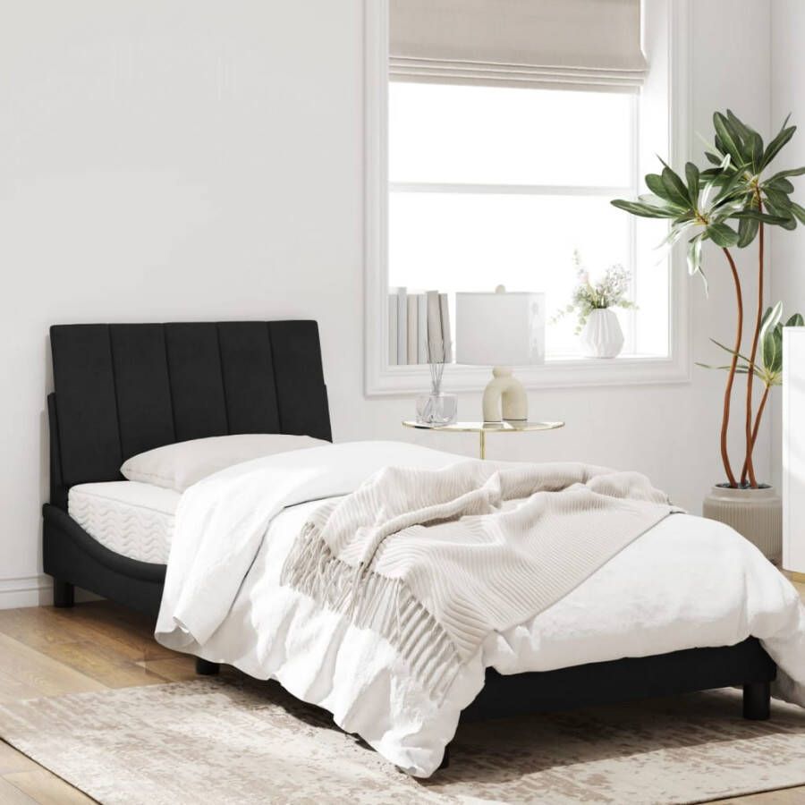 VidaXL -Bedframe-met-LED-verlichting-fluweel-zwart-90x190-cm