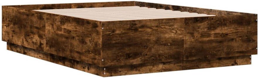 VidaXL -Bedframe-met-LED-verlichting-gerookt-eikenkleurig-120x190-cm - Foto 3