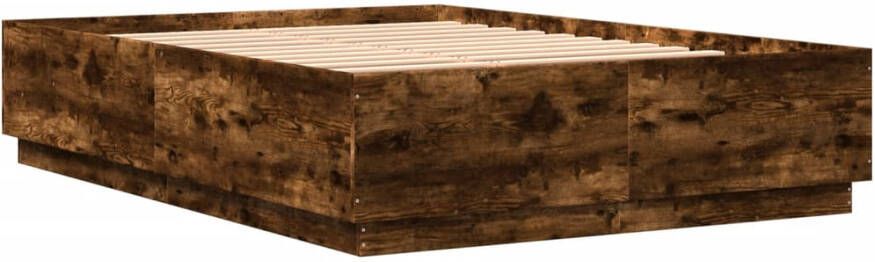 VidaXL -Bedframe-met-LED-verlichting-gerookt-eikenkleurig-120x200-cm - Foto 3