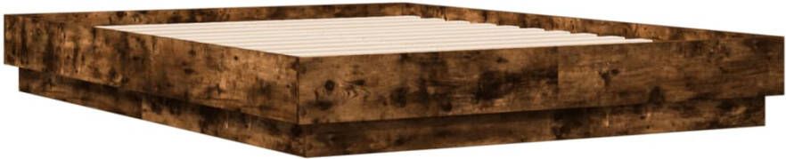 VidaXL -Bedframe-met-LED-verlichting-gerookt-eikenkleurig-140x190-cm - Foto 3