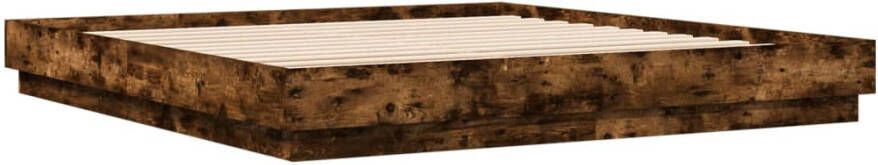 VidaXL -Bedframe-met-LED-verlichting-gerookt-eikenkleurig-200x200-cm - Foto 3