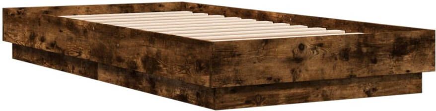 VidaXL -Bedframe-met-LED-verlichting-gerookt-eikenkleurig-90x190-cm - Foto 3