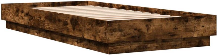 VidaXL -Bedframe-met-LED-verlichting-gerookt-eikenkleurig-90x200-cm - Foto 3