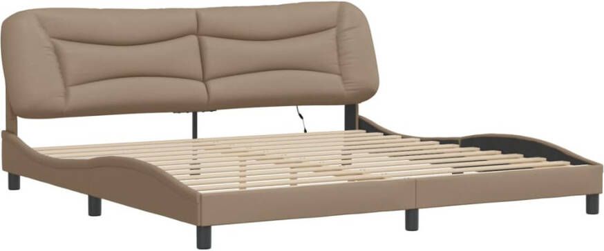 VidaXL Bedframe met LED zonder matras Hvar kunstleer cappuccino 200x200 cm - Foto 3