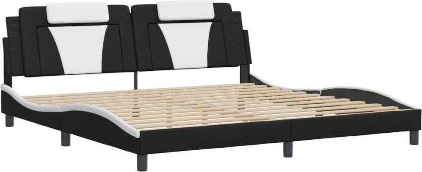 VidaXL Bedframe met LED zonder matras Zadar kunstleer zwart en wit 200x200 cm - Foto 10