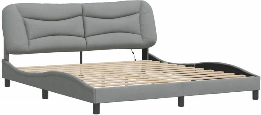 Vida XL Bedframe met LED-verlichting stof donkergrijs 180x200 cm SKU: V3214164 - Foto 3