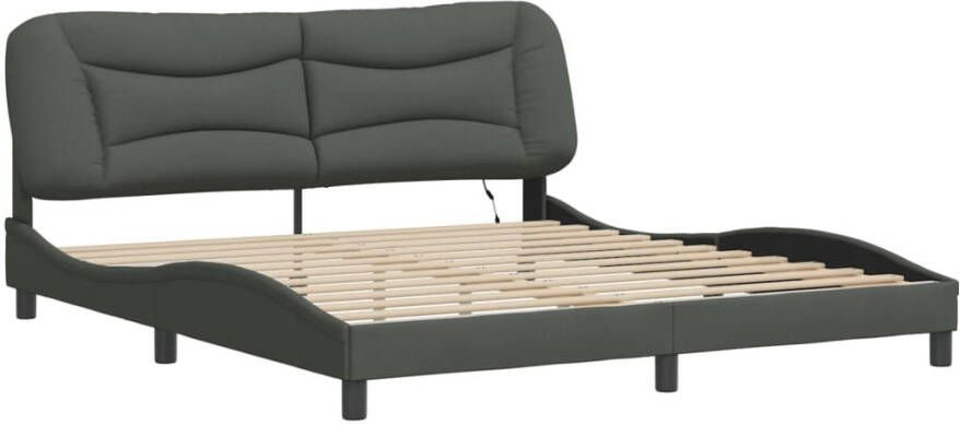 Vida XL Bedframe met LED-verlichting stof donkergrijs 180x200 cm SKU: V3213719 - Foto 3