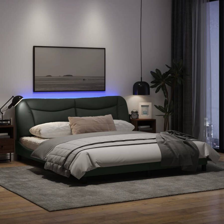 Vida XL Bedframe met LED-verlichting stof donkergrijs 180x200 cm SKU: V3213719