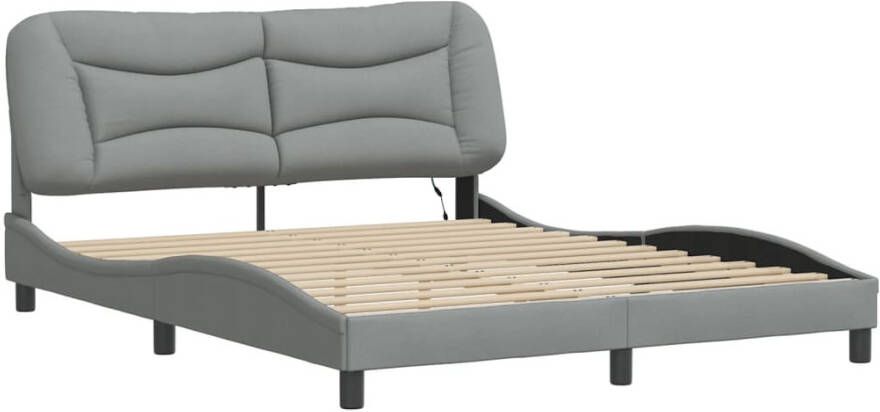 Vida XL Bedframe met LED-verlichting stof lichtgrijs 160x200 cm SKU: V3213711 - Foto 3