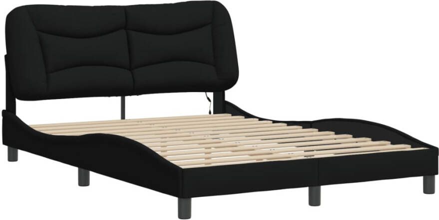 VidaXL Bedframe met LED zonder matras Hvar 120x200 cm stof zwart - Foto 3