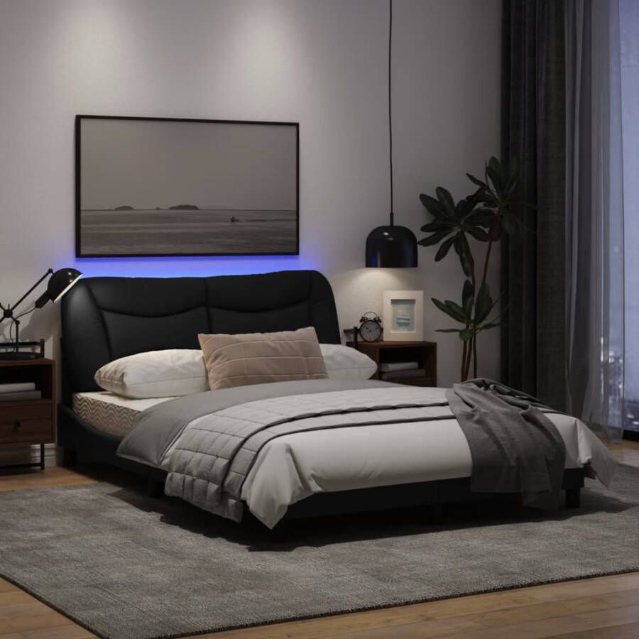 VidaXL Bedframe met LED zonder matras Hvar 120x200 cm stof zwart