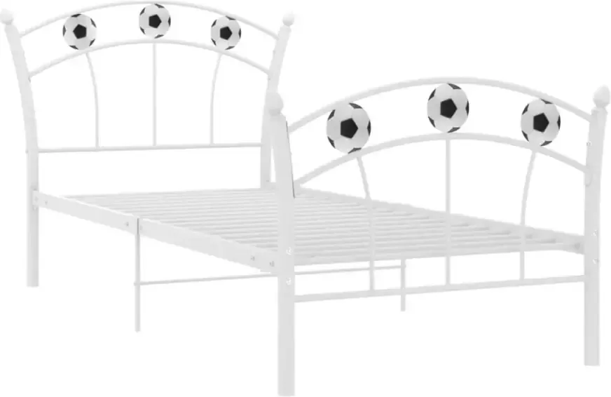 VidaXL -Bedframe-met-voetbaldesign-metaal-wit-90x200-cm - Foto 2