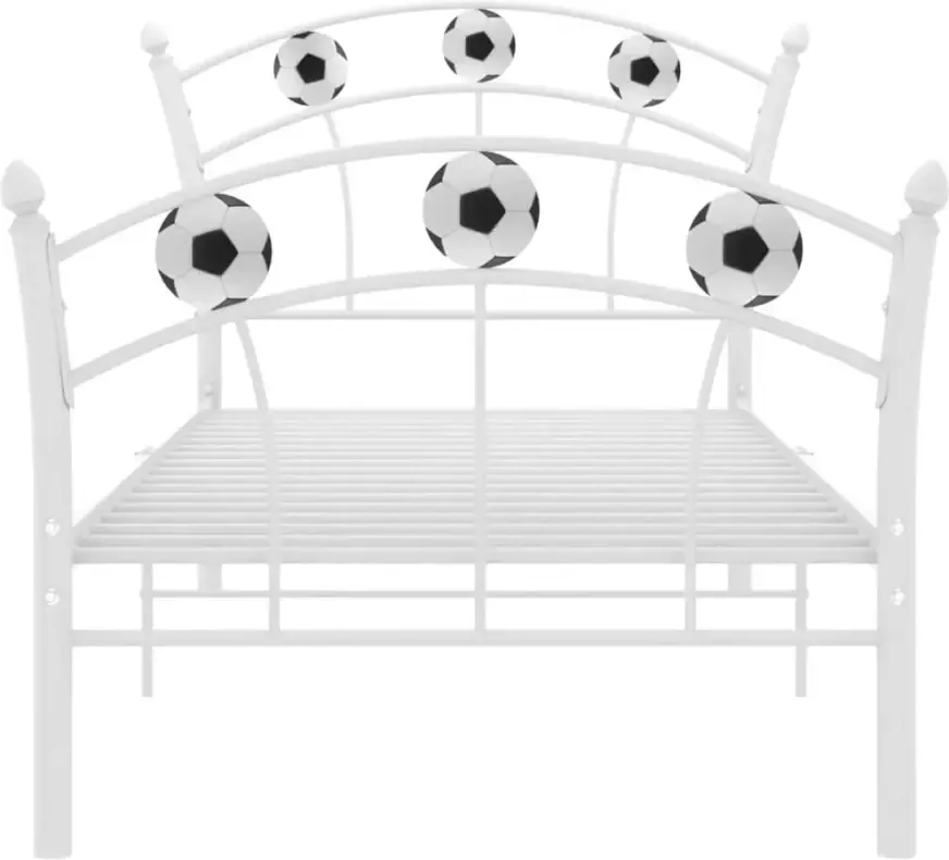 VidaXL -Bedframe-met-voetbaldesign-metaal-wit-90x200-cm