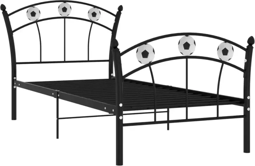 VidaXL -Bedframe-met-voetbaldesign-metaal-zwart-90x200-cm - Foto 5