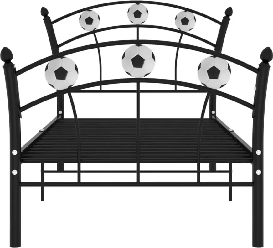 VidaXL -Bedframe-met-voetbaldesign-metaal-zwart-90x200-cm - Foto 2