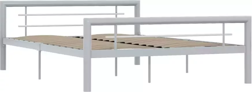 VidaXL -Bedframe-metaal-grijs-en-wit-120x200-cm - Foto 4