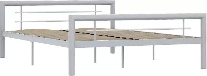 VidaXL -Bedframe-metaal-grijs-en-wit-160x200-cm - Foto 4