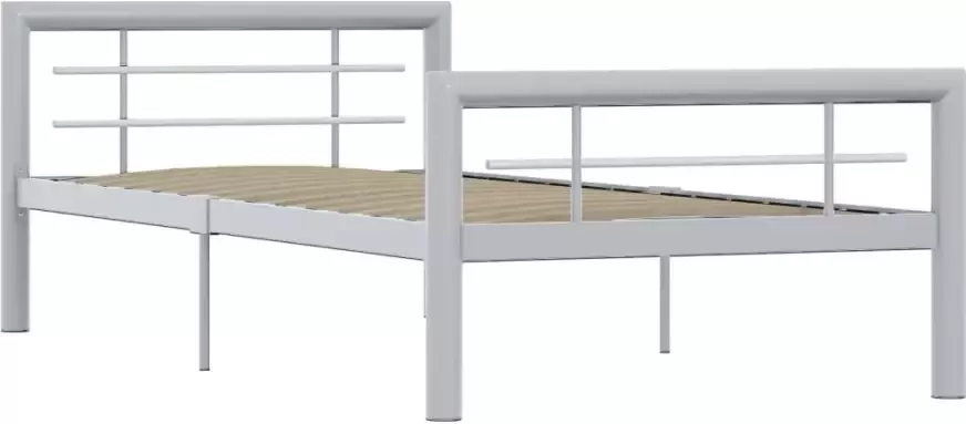 VidaXL -Bedframe-metaal-grijs-en-wit-90x200-cm - Foto 4