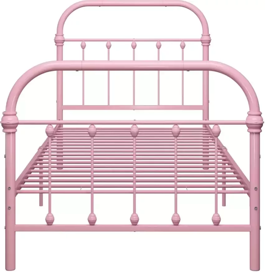 VidaXL -Bedframe-metaal-roze-90x200-cm - Foto 1