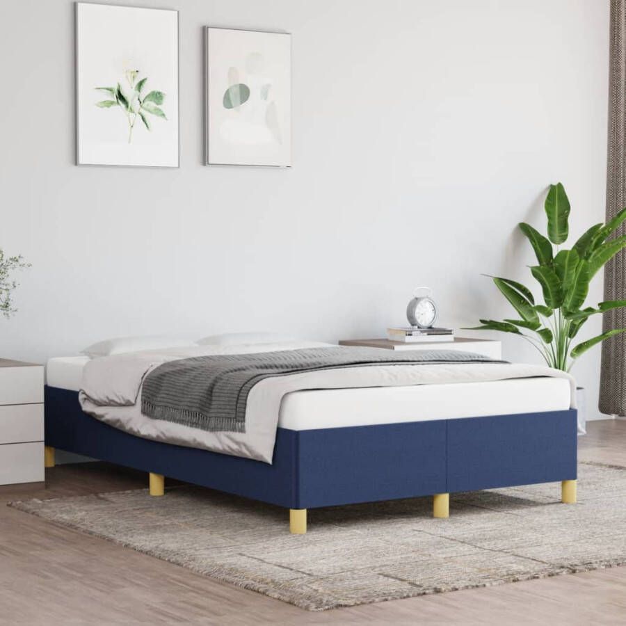 VidaXL Bedframe zonder matras 120x190 cm stof blauw