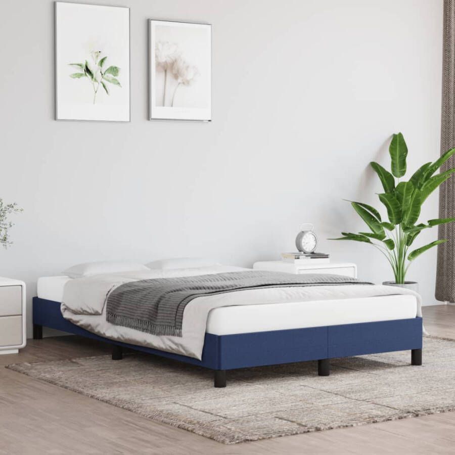VidaXL Bedframe zonder matras 120x190 cm stof blauw
