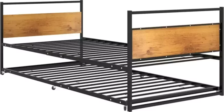 VidaXL -Bedframe-uitschuifbaar-metaal-zwart-90x200-cm - Foto 3