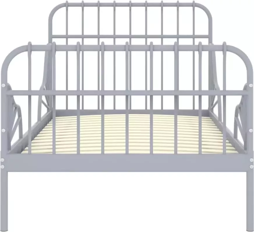 VidaXL -Bedframe-verlengbaar-metaal-grijs-80x130 200-cm